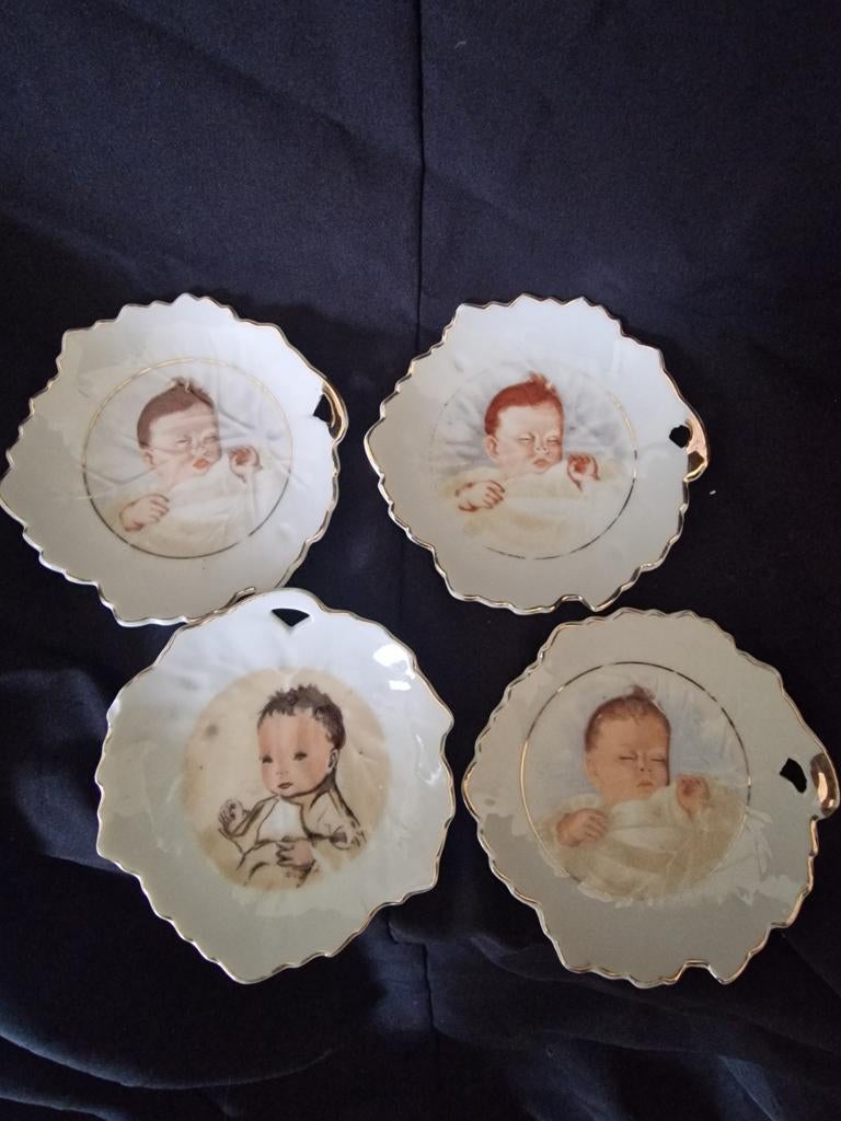 Vintage Kinderbordjes met Baby Afbeeldingen - Set van 4, Antiek en Kunst, Ophalen of Verzenden