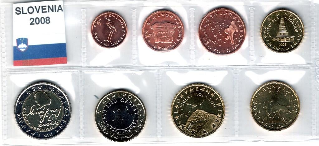UNC set Slovenie 2008 - 1 cent t/m 2 euro - Transportblister, Postzegels en Munten, Munten | Europa | Euromunten, Verzenden, Slovenië