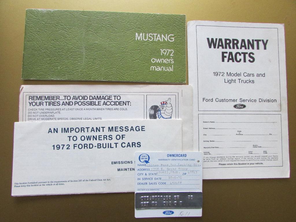 1972 Ford Mustang owner's manual, Engels, Auto diversen, Handleidingen en Instructieboekjes, Ophalen of Verzenden