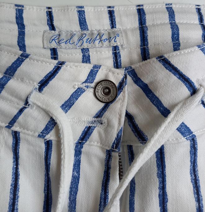 RED BUTTON mooie blauw-witte streep broek, maat 36, Verzenden, Wit, Zo goed als nieuw, Maat 36 (S)