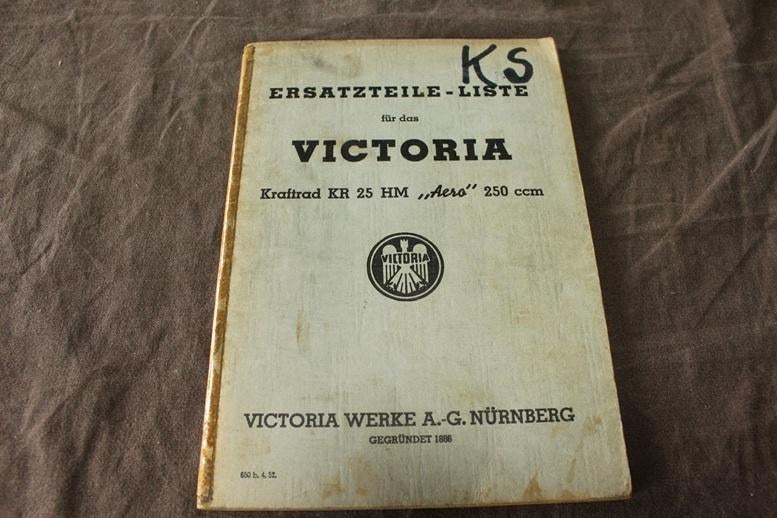 Victoria KR 25 HM 250cc Aero 1952 ersatzteil liste, Motoren, Ophalen of Verzenden, Overige merken