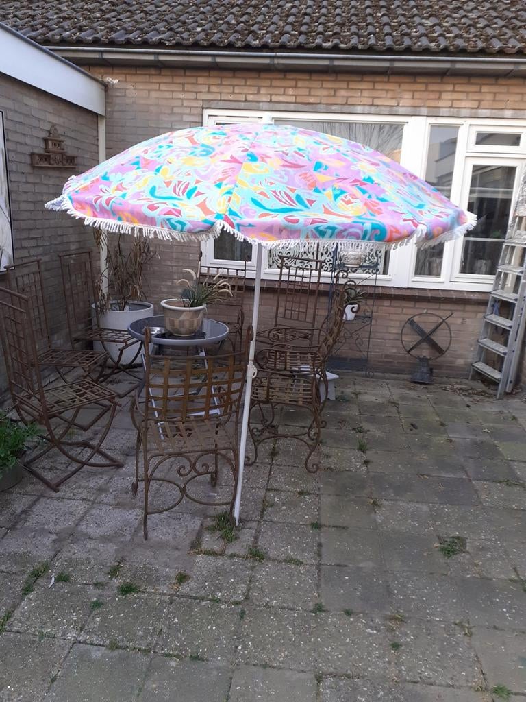 Jaren 50 60 prachtige retro parasol, Tuin en Terras, Parasols, Ophalen of Verzenden