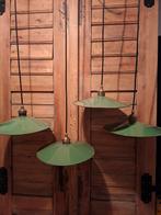 Groen emaille hanglampen Franse schotel lampen, Ophalen of Verzenden