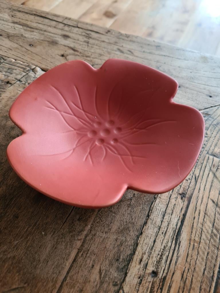 Mat aardewerk, terrakleur, klaproos schaaltje., Antiek en Kunst, Ophalen of Verzenden