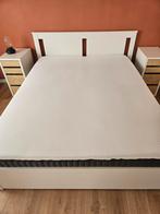 Bedframe IKEA Songesand + matras Emma sleep 160x200cm, Ophalen, Wit, Tweepersoons, Zo goed als nieuw