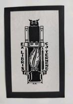Exlibris C.J. Termond (uil boeken (wijsheid), veer, inktpot), Antiek en Kunst, Ophalen of Verzenden