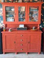 Mooie hoge buffetkast met glazen deurtjes en laden, Huis en Inrichting, Kasten | Buffetkasten, Ophalen, Gebruikt, Glas, 150 tot 200 cm