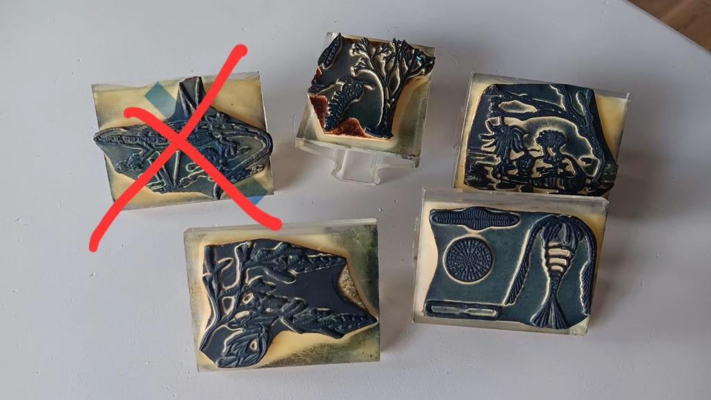 4 oude schoolstempels biologie., Ophalen of Verzenden, Gebruikt, Overige typen