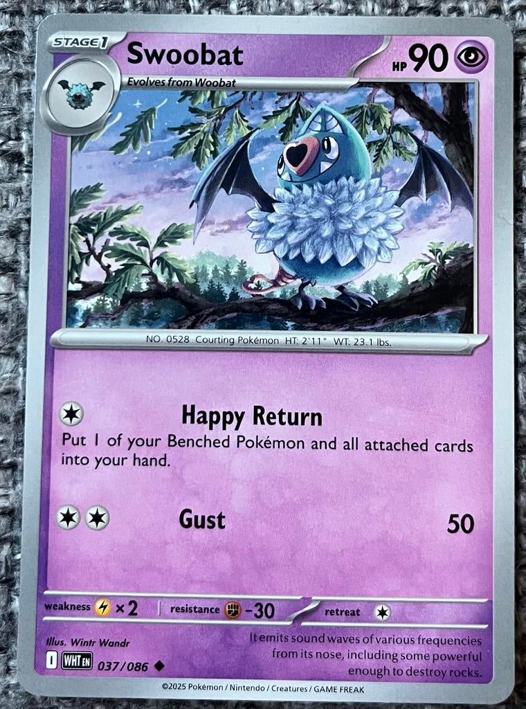 Pokémonkaart van Swoobat (528) • White Flare (037/086), Verzenden, Nieuw, Losse kaart