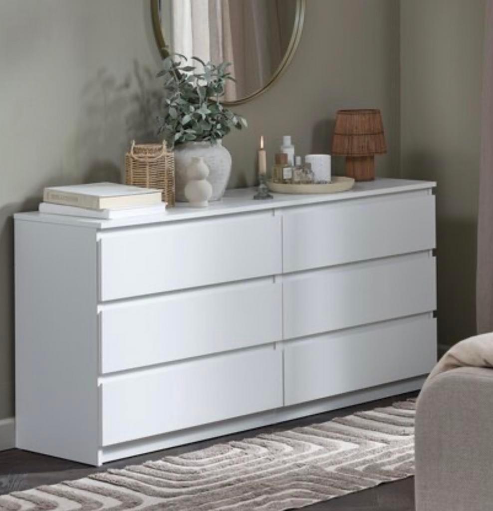 Witte ladekast met 6 lades, Huis en Inrichting, Kasten | Ladekasten, Ophalen, Gebruikt, 5 laden of meer, 150 tot 200 cm