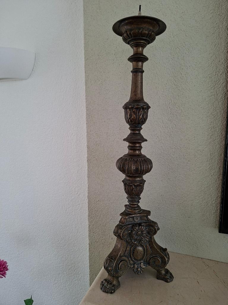 Baroksteil kerk kandelaar, Antiek en Kunst, Ophalen, Koper of Brons