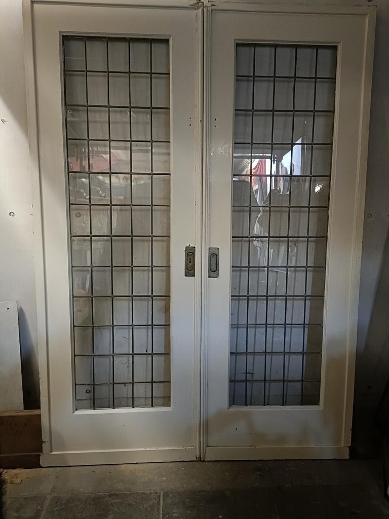 Ensuite glas in lood deuren. Schuifdeuren glas in lood, Doe-het-zelf en Verbouw, Deuren en Horren, Ophalen, Glas, Binnendeur, 200 tot 215 cm