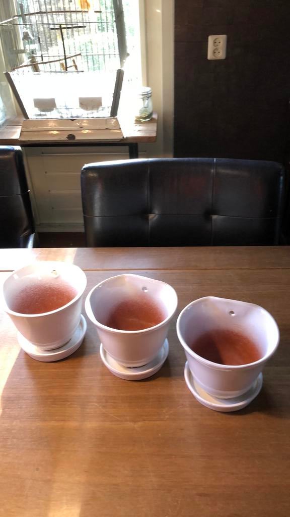 3x Keramiek hang(bloem)pot, Ophalen of Verzenden, Zo goed als nieuw