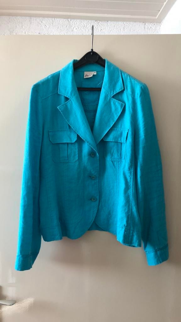 Kobalt jasje. Linnen mt 40, Kleding | Dames, Ophalen of Verzenden, Zo goed als nieuw, Maat 38/40 (M), Blauw