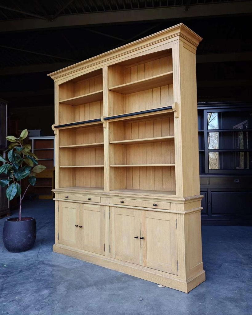 Grote eikenhouten boekenkast | Bibliotheekkast #9036, Huis en Inrichting, Kasten | Boekenkasten, Niet ingevuld, Gebruikt, Met deur(en)
