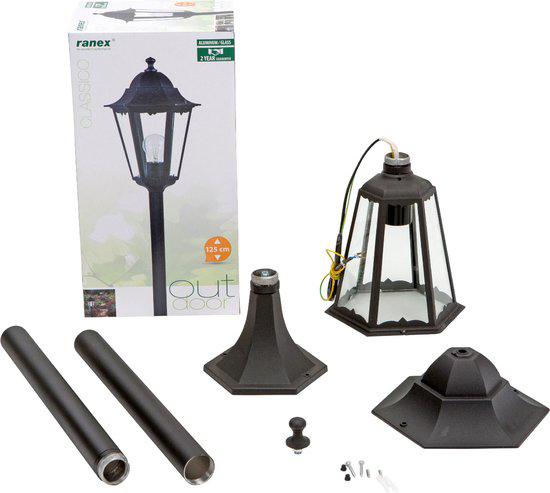 Klassiek Lantaarnpaal - 125cm - E27 fitting, Ophalen, Staande lamp, Aluminium, 50 tot 250 watt