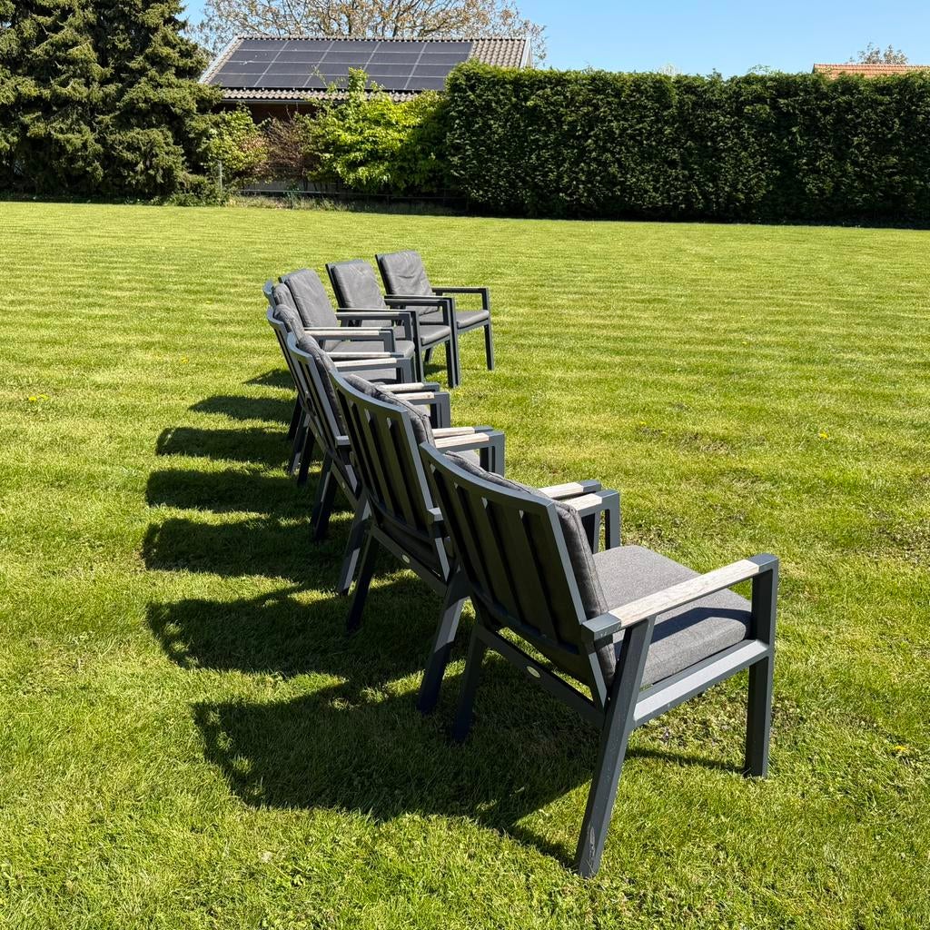 8x tuinstoel met kussens SenS-Line, Tuin en Terras, Tuinstoelen, Ophalen, Gebruikt, Metaal