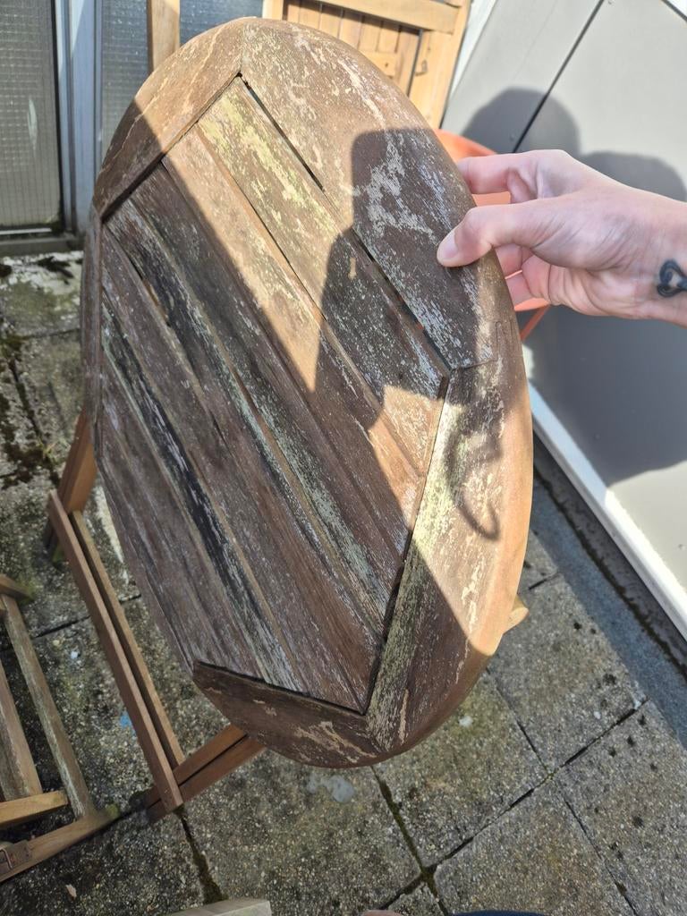 Ronde balkontafel met 2 stoelen, opknapper, Ophalen