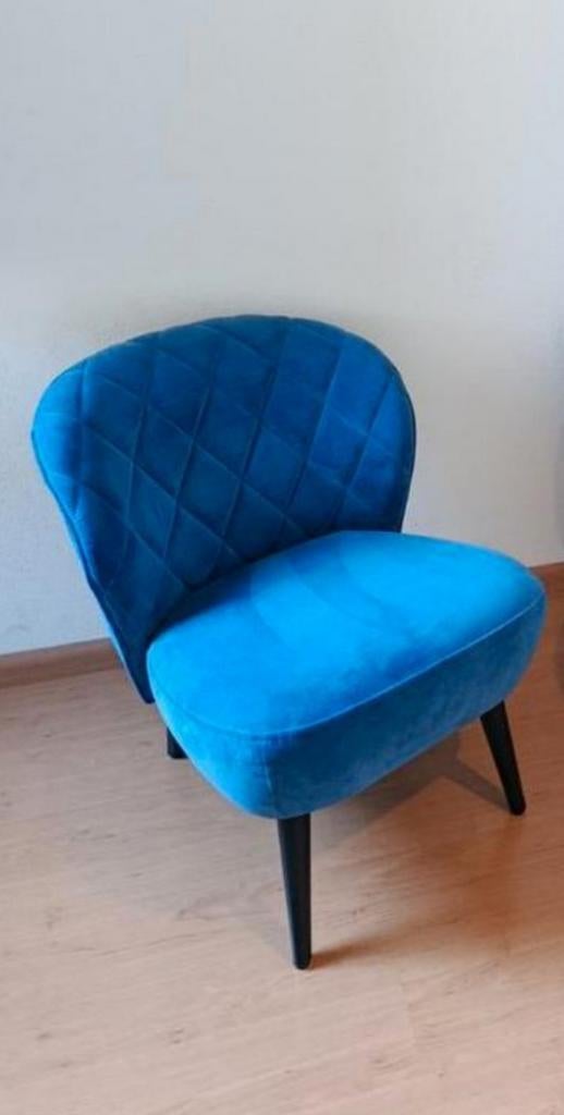 Erg mooie blauwe fauteuil, Ophalen, 75 tot 100 cm, Zo goed als nieuw, Stof