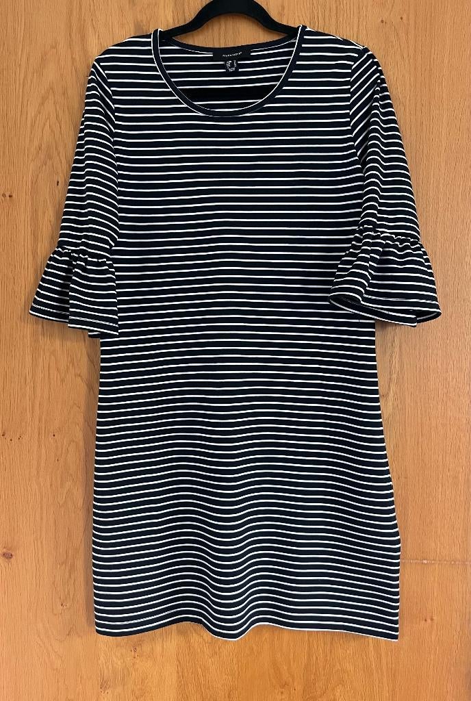 Bretons Jersey jurkje, blauw gestreept | Atmosphere (42), Kleding | Dames, Jurken, Zo goed als nieuw, Maat 42/44 (L), Blauw, Knielengte