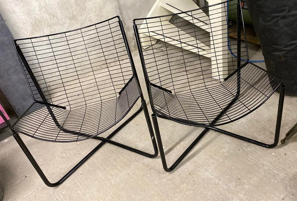 Ikea vintage draadstoel 2x zwart Niels Gammelgaard /Järpen, Ophalen, Gebruikt