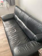 Zwarte leren bank, Huis en Inrichting, Ophalen, Gebruikt, Driepersoons, 200 tot 250 cm