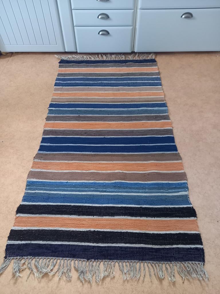 Vintage Zweeds handgeweven kleed - unieke kleuren, Gebruikt, Bruin, 150 tot 200 cm, Rechthoekig