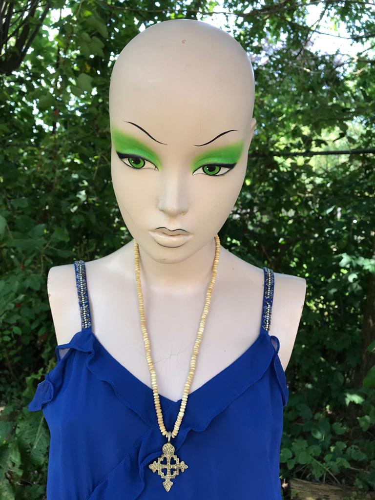 Ketting met goudkleurig kruis - hanger - vintage, Sieraden, Tassen en Uiterlijk, Kettingen, Ophalen of Verzenden, Zo goed als nieuw