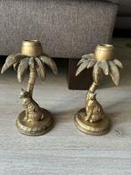 Bijna gratis af te halen 2 Gouden kandelaars met panter, Ophalen, Gebruikt, Overige kleuren, Metaal