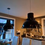 2 zwarte industriele lampen zwart, Huis en Inrichting, Lampen | Hanglampen, Ophalen, Zo goed als nieuw, Metaal, Minder dan 50 cm