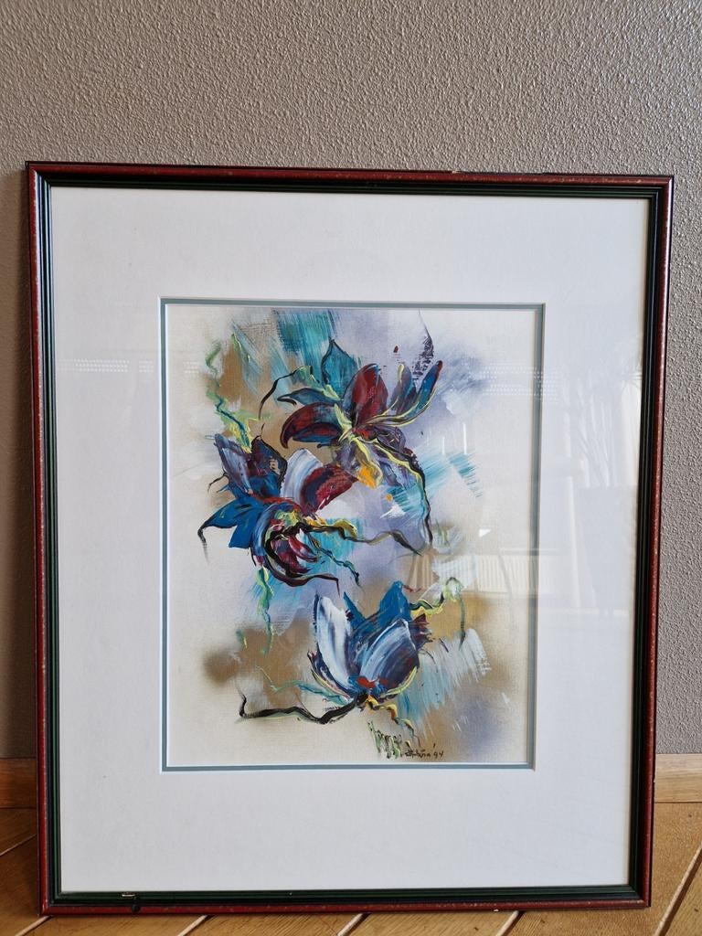 Schilderij SePhina Kersten 1994 - Abstracte Bloemen, Antiek en Kunst, Ophalen of Verzenden