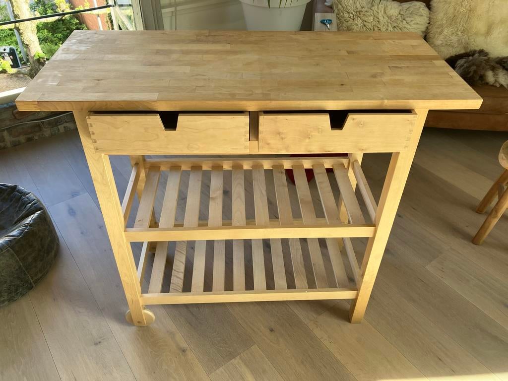 IKEA FÖRHÖJA Roltafel van berkenhout, Ophalen, Zo goed als nieuw, 75 cm of meer, 60 cm of meer