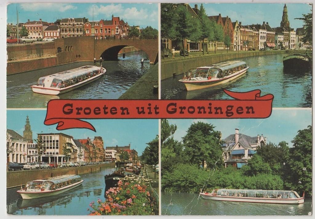 Groningen Stad Rondvaart Boten Gelopen 1975, Verzenden, 1960 tot 1980, Gelopen, Groningen