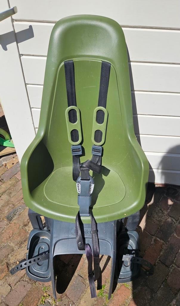 Bobike Maxi One olive green + 2xmontagebeugel., Fietsen en Brommers, Fietsaccessoires | Fietsstoeltjes, Achterzitje, Ophalen of Verzenden