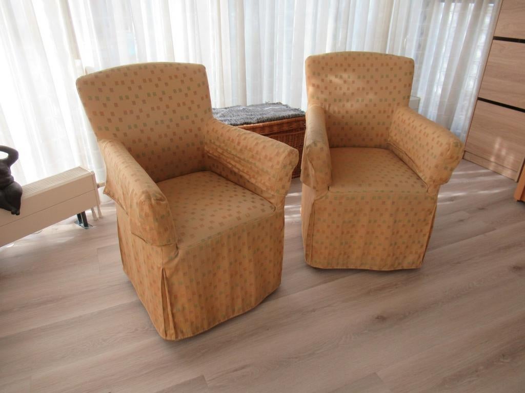 2 Gelderland fauteuils,  in geeltint, Huis en Inrichting, Fauteuils, Ophalen, Minder dan 75 cm, 50 tot 75 cm