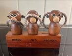 Vintage houten bar set aapjes: kurkentrekker, opener, stop, Ophalen of Verzenden, Huis en Inrichting