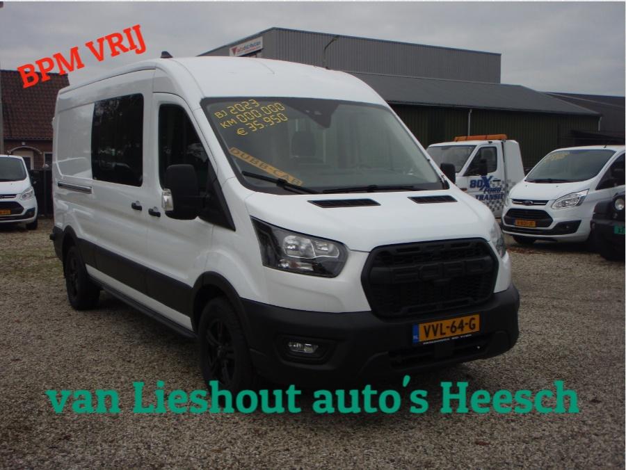 Ford Transit 350L Trekhaak Dubbele Cabine groot scherm navi, Voorwielaandrijving, Stof, Zwart, 4 cilinders
