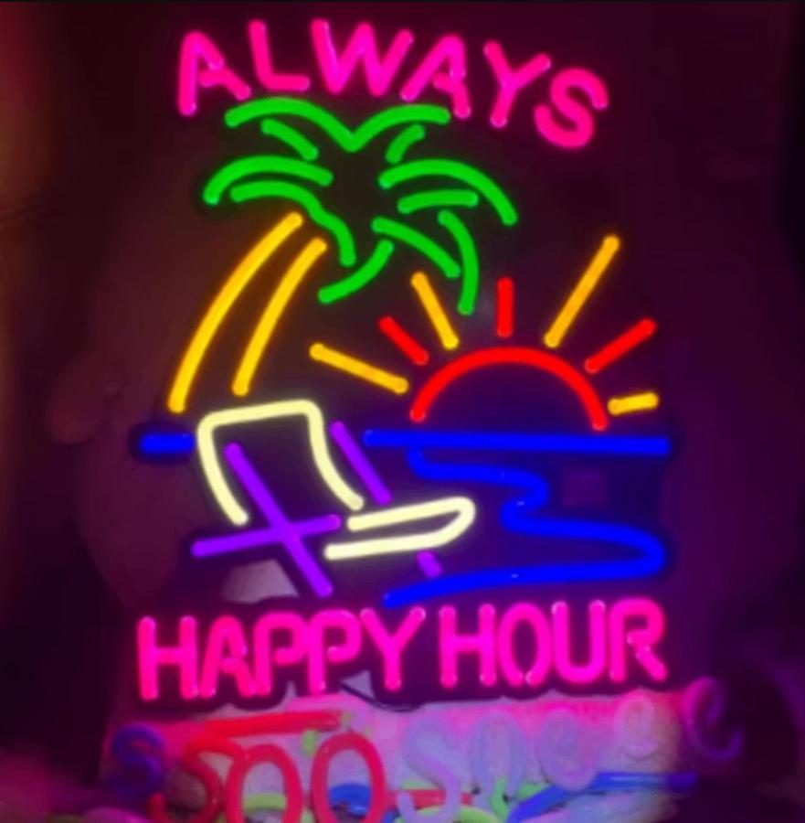 LED lamp neon stijl Always Happy Hour (38x30cm), Ophalen of Verzenden, Nieuw, Lichtbak of (neon) lamp