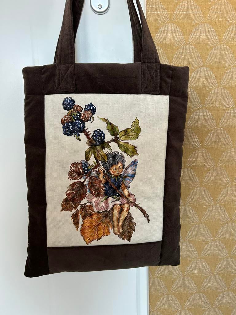 Unieke handgemaakte velvet tas met borduurwerk, Ophalen of Verzenden, Nieuw, Bruin, Overige merken