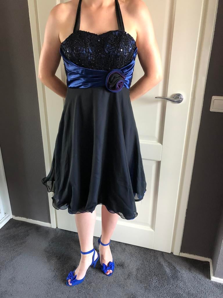 Gala examen cocktail feest jurk maat s strapless of halter, Maat 38/40 (M), Paars, Cocktailjurk, Ophalen of Verzenden