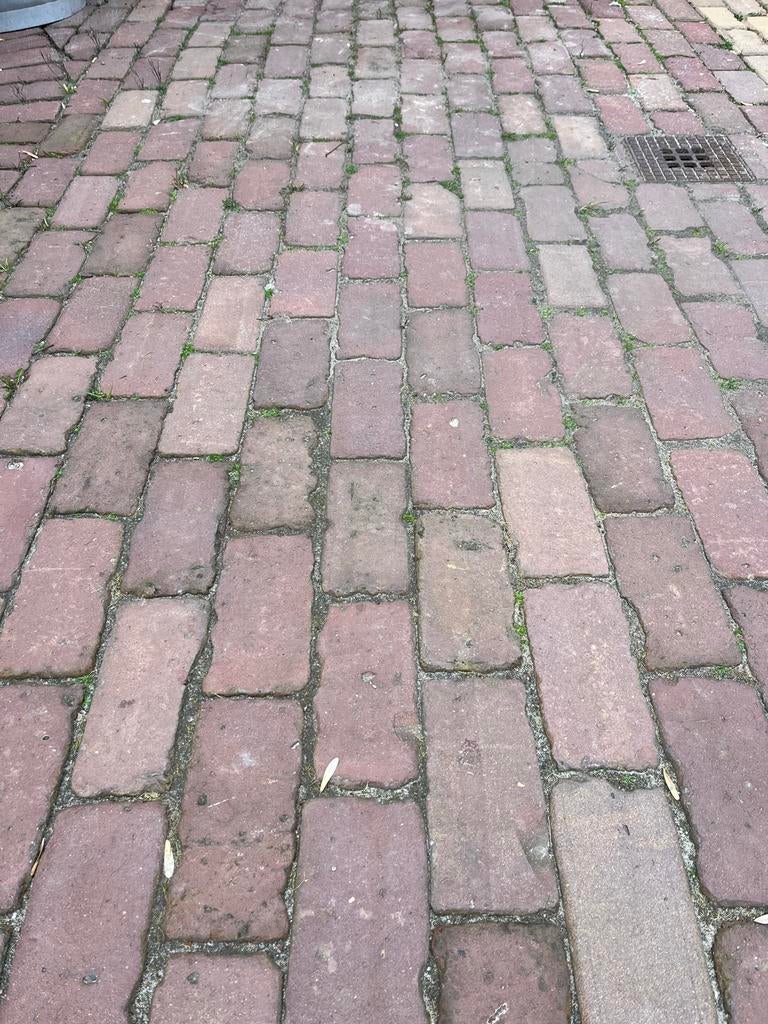 +/- 15m2 Gebruikte rode klinkers voor terras of oprit, Tuin en Terras, Ophalen, Gebruikt, Klinkers, 10 m² of meer