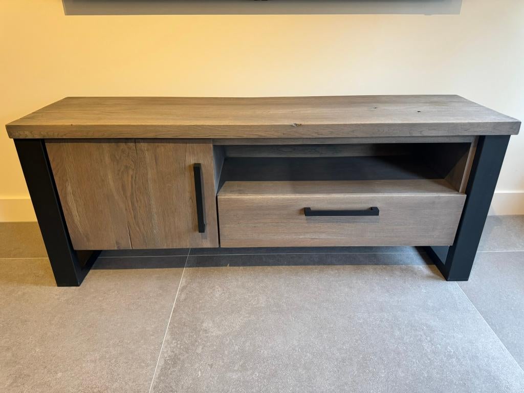 TV-meubel Verato, Pronto Wonen (kleur Moose), Ophalen, 100 tot 150 cm, Eikenhout, Zo goed als nieuw