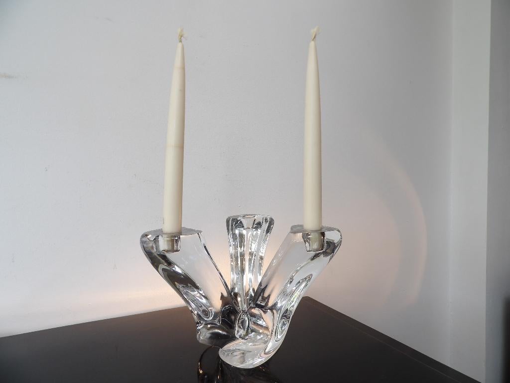 Val st Lambert grote Kandelaar kristal, Rene Delvenne, Antiek en Kunst, Ophalen of Verzenden, Kristal