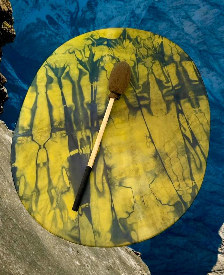 OVERGEDRAGEN sjamanendrum nubische Geit 52 cm 4e chakra, Muziek en Instrumenten, Percussie, Nieuw, Trommel, Ophalen of Verzenden