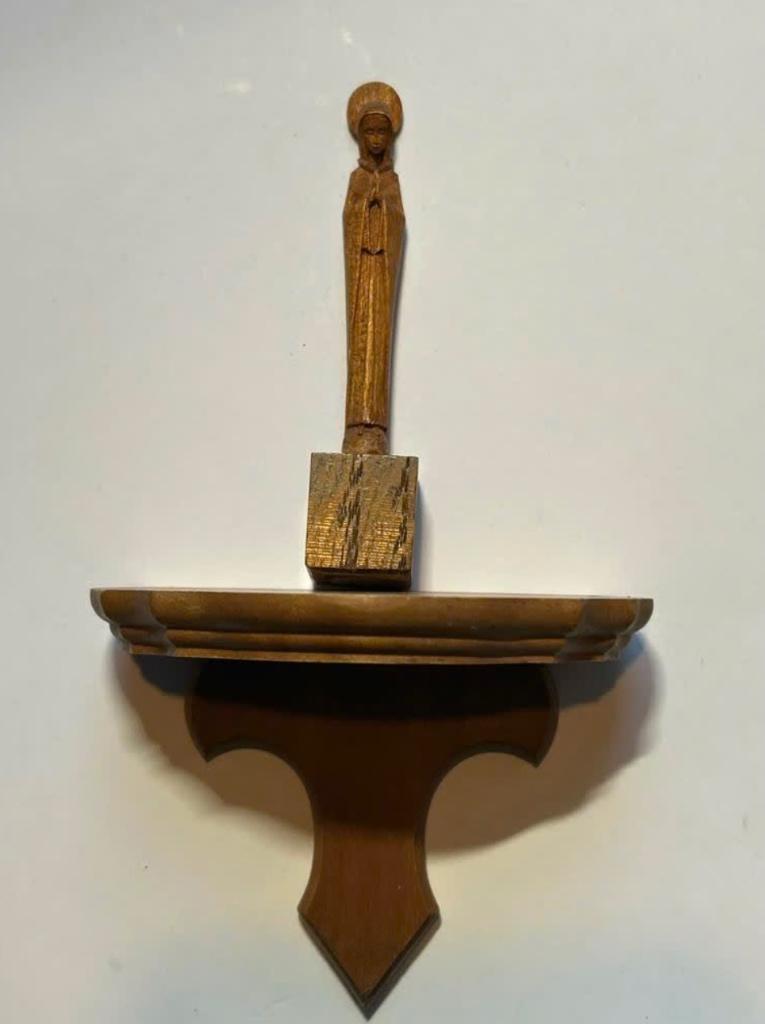 Mini console met Maria beeldje, Antiek en Kunst, Antiek | Religie, Ophalen of Verzenden