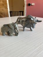 Decoratieve stenen olifant en stier beeldjes, Verzamelen, Ophalen of Verzenden, Zo goed als nieuw, Dier