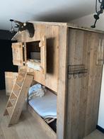 Uniek Huisjes-Stapelbed van Geschuurd Steigerhout, Kinderen en Baby's, Ophalen, Zo goed als nieuw, Jongetje of Meisje