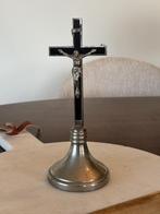 Vintage Staand Kruisbeeld Jezus Christus Hout Metaal, Ophalen of Verzenden