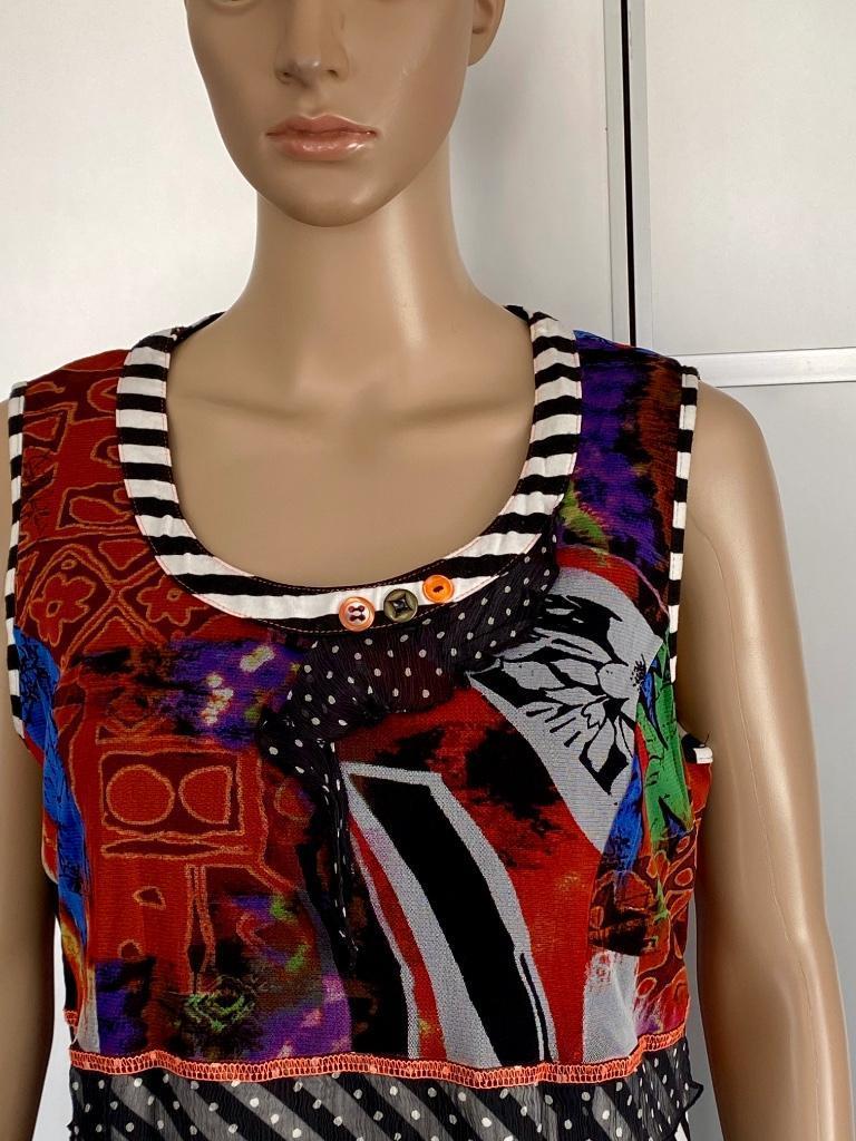 J423 Pause Cafe maat 40=M fleurig top shirt blouse blauw/wit, Kleding | Dames, Maat 38/40 (M), Blauw, Ophalen of Verzenden, Zo goed als nieuw