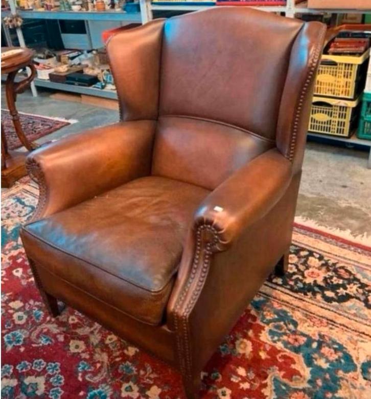 Fauteuil Originele Muylaert schapen lederen rund lederen, Huis en Inrichting, Fauteuils, Ophalen of Verzenden